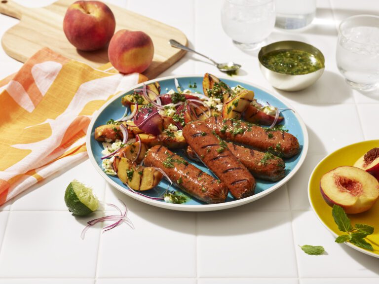 Impossible™ Grilled Sausage Links with Summer Peach Salad